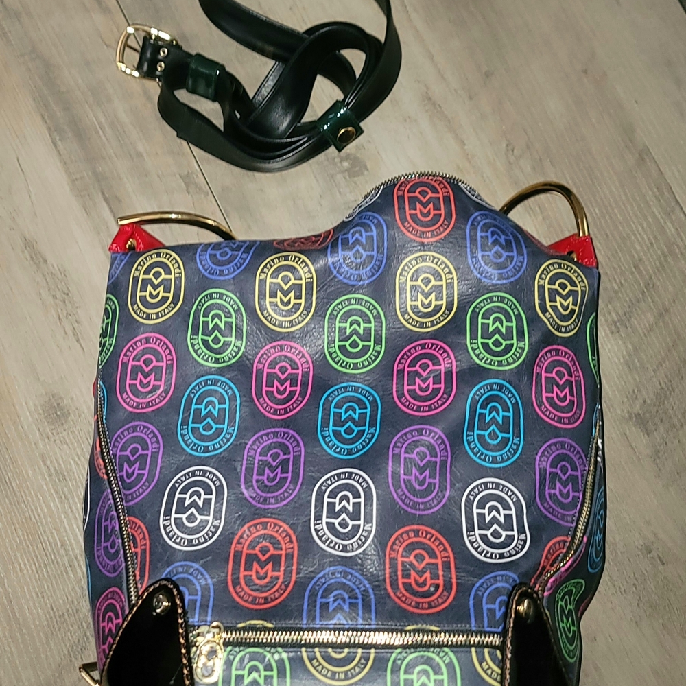 Marino Orlandi Red and Pink Backpack with Artistic Design